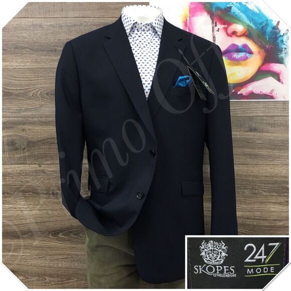 NEW SKOPES Mens Blazer Sport Coat Two Button Casual Jacket Size 50R‎ Wool Suit
